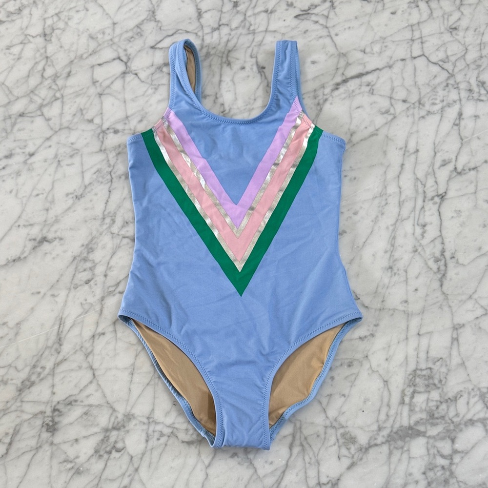 NWOT Shade Critters Colorful Chevron One-Piece Swimsuit Sz 10